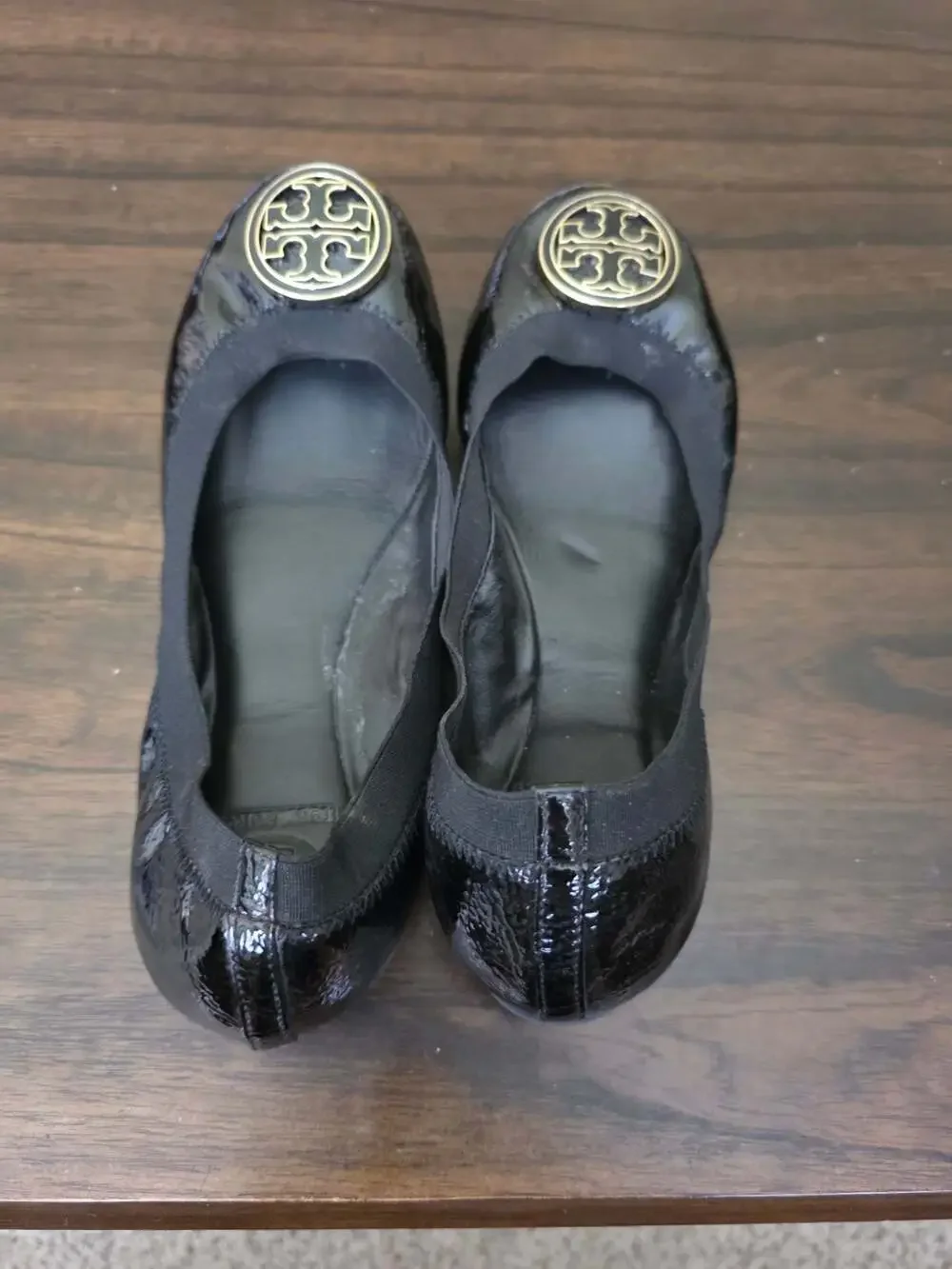 Tory Burch Caroline Women's Black Patent Leather Slip On Ballet Flats Size 9M